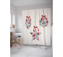 Штора (занавеска) для ванной JoyArty "Рождественские игрушки" из сатена, 180х200 см с крючками, sc_20055