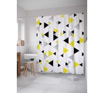 Штора (занавеска) для ванной JoyArty "Треугольная логика" из сатена, 180х200 см с крючками, sc_23252