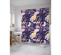 Штора (занавеска) для ванной JoyArty "Абстракционный орнамент" из сатена, 180х200 см с крючками, sc_207095