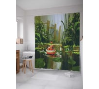 Штора (занавеска) для ванной JoyArty "Веселая лодочка" из сатена, 180х200 см с крючками, sc_23065