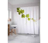Штора (занавеска) для ванной JoyArty "Виноградные листья" из сатена, 180х200 см с крючками, sc_21607