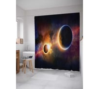 Штора (занавеска) для ванной JoyArty "Солнечное затмение" из сатена, 180х200 см с крючками, sc_19716