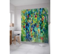 Штора (занавеска) для ванной JoyArty "Цветочный портал" из сатена, 180х200 см с крючками, sc_21129