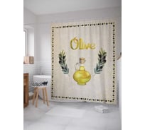 Штора (занавеска) для ванной JoyArty "Оливковое масло" из сатена, 180х200 см с крючками, sc_274473