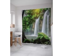 Штора (занавеска) для ванной JoyArty "Быстрый водопад" из сатена, 180х200 см с крючками, sc_19685