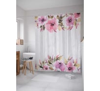 Штора (занавеска) для ванной JoyArty "Цветы по сторонам" из сатена, 180х200 см с крючками, sc_20964