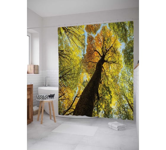 Штора (занавеска) для ванной JoyArty "К верхушке древа" из сатена, 180х200 см с крючками, sc_19642 1