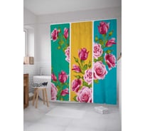 Штора (занавеска) для ванной JoyArty "Сезонное цветение" из сатена, 180х200 см с крючками, sc_29437