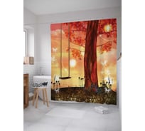 Штора (занавеска) для ванной JoyArty "Сказочные качели" из сатена, 180х200 см с крючками, sc_2932