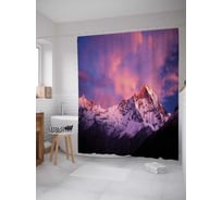 Штора (занавеска) для ванной JoyArty "Розовый закат" из сатена, 180х200 см с крючками, sc_21087