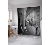 Штора (занавеска) для ванной JoyArty "Семья слонов" из сатена, 180х200 см с крючками, sc_21072