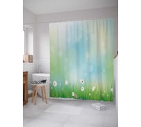 Штора (занавеска) для ванной JoyArty "Ромашковый сон" из сатена, 180х200 см с крючками, sc_21139