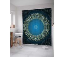 Штора (занавеска) для ванной JoyArty "Золотистое небо" из сатена, 180х200 см с крючками, sc_21183