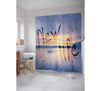 Штора (занавеска) для ванной JoyArty "Новая жизнь" из сатена, 180х200 см с крючками, sc_19768