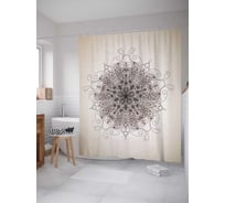 Штора (занавеска) для ванной JoyArty "Темная цветочность" из сатена, 180х200 см с крючками, sc_21192