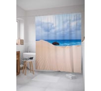 Штора (занавеска) для ванной JoyArty "Лодка на берегу" из сатена, 180х200 см с крючками, sc_20527