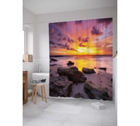 Штора (занавеска) для ванной JoyArty "Закатное небо" из сатена, 180х200 см с крючками, sc_29135