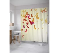 Штора (занавеска) для ванной JoyArty "Полет бабочек" из сатена, 180х200 см с крючками, sc_27827