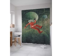 Штора (занавеска) для ванной JoyArty "Ныряние в космос" из сатена, 180х200 см с крючками, sc_23063