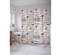 Штора (занавеска) для ванной JoyArty "Газета о моде" из сатена, 180х200 см с крючками, sc_21049