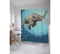 Штора (занавеска) для ванной JoyArty "Слоненок плывет" из сатена, 180х200 см с крючками, sc_29130
