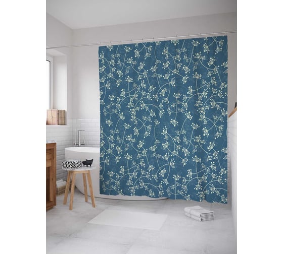 Штора (занавеска) для ванной JoyArty "Сплетение растений" из сатена, 180х200 см с крючками, sc_29235 1