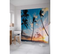 Штора (занавеска) для ванной JoyArty "Пальмы на воздухе" из сатена, 180х200 см с крючками, sc_21004