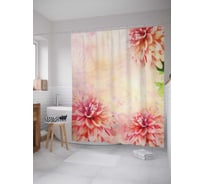 Штора (занавеска) для ванной JoyArty "Цветочная любовь" из сатена, 180х200 см с крючками, sc_20501