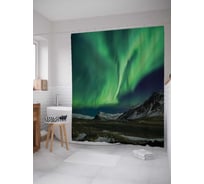 Штора (занавеска) для ванной JoyArty "Северное сияние над заснеженными вершинами" из сатена, 180х200 см с крючками, sc_29266