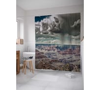 Штора (занавеска) для ванной JoyArty "Ветренные горы" из сатена, 180х200 см с крючками, sc_19792