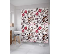 Штора (занавеска) для ванной JoyArty "Стильные штучки" из сатена, 180х200 см с крючками, sc_21051