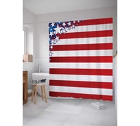 Штора (занавеска) для ванной JoyArty "Разбросанные звезды на флаге" из сатена, 180х200 см с крючками, sc_20698