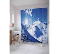 Штора (занавеска) для ванной JoyArty "Горное утро" из сатена, 180х200 см с крючками, sc_20092