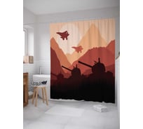 Штора (занавеска) для ванной JoyArty "Боевые действия" из сатена, 180х200 см с крючками, sc_20131