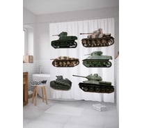 Штора (занавеска) для ванной JoyArty "Виды танков" из сатена, 180х200 см с крючками, sc_20153