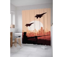 Штора (занавеска) для ванной JoyArty "Учения войск" из сатена, 180х200 см с крючками, sc_20130