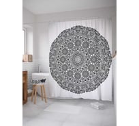 Штора (занавеска) для ванной JoyArty "Растущий узор" из сатена, 180х200 см с крючками, sc_21227