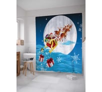 Штора (занавеска) для ванной JoyArty "Санта спешит" из сатена, 180х200 см с крючками, sc_20274