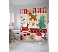 Штора (занавеска) для ванной JoyArty "Добрый Санта Клаус" из сатена, 180х200 см с крючками, sc_20018