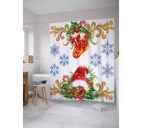 Штора (занавеска) для ванной JoyArty "Новогоднее настроение" из сатена, 180х200 см с крючками, sc_20024