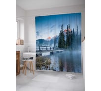 Штора (занавеска) для ванной JoyArty "К лесному острову" из сатена, 180х200 см с крючками, sc_20185