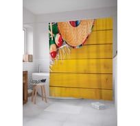 Штора (занавеска) для ванной JoyArty "Мексиканские маракасы" из сатена, 180х200 см с крючками, sc_20616