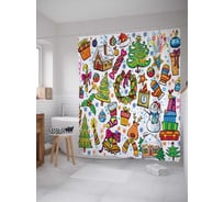 Штора (занавеска) для ванной JoyArty "Радостная атмосфера" из сатена, 180х200 см с крючками, sc_20275