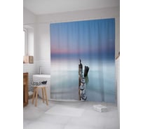 Штора (занавеска) для ванной JoyArty "Небесная гладь" из сатена, 180х200 см с крючками, sc_19851