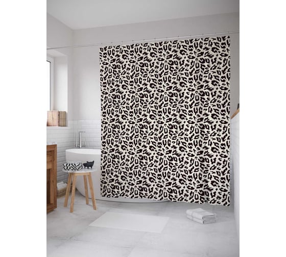Штора (занавеска) для ванной JoyArty "Шкура барса" из сатена, 180х200 см с крючками, sc_207074 1