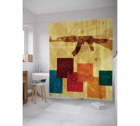 Штора (занавеска) для ванной JoyArty "Военная фантазия" из сатена, 180х200 см с крючками, sc_20129