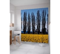Штора (занавеска) для ванной JoyArty "Лесная долинка" из сатена, 180х200 см с крючками, sc_21519
