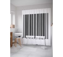 Штора (занавеска) для ванной JoyArty "Классический штрих код" из сатена, 180х200 см с крючками, sc_21537