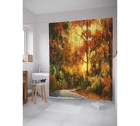 Штора (занавеска) для ванной JoyArty "История леса" из сатена, 180х200 см с крючками, sc_23069