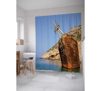Штора (занавеска) для ванной JoyArty "Старинный корабль" из сатена, 180х200 см с крючками, sc_20553